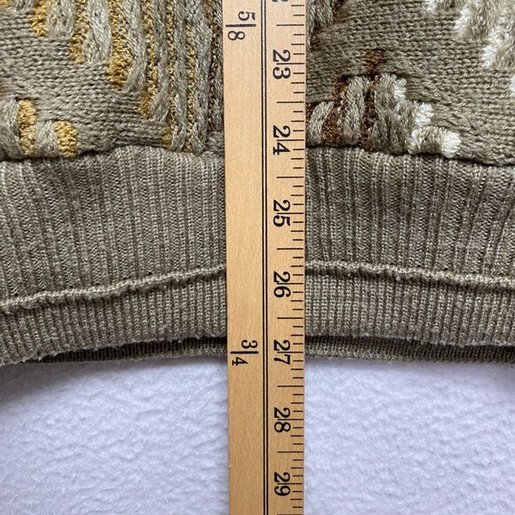 VINTAGE Saxony Sweater Mens L Brown Geometric Leather Pullover Knitted - Picture 10 of 12